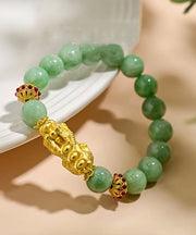 Women Green Overgild Jade A Mythical Wild Animal Bracelet