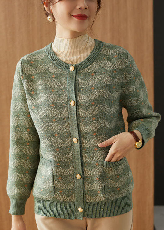 Damen grüner übergroßer bedruckter Wollmantel Outwear Herbst