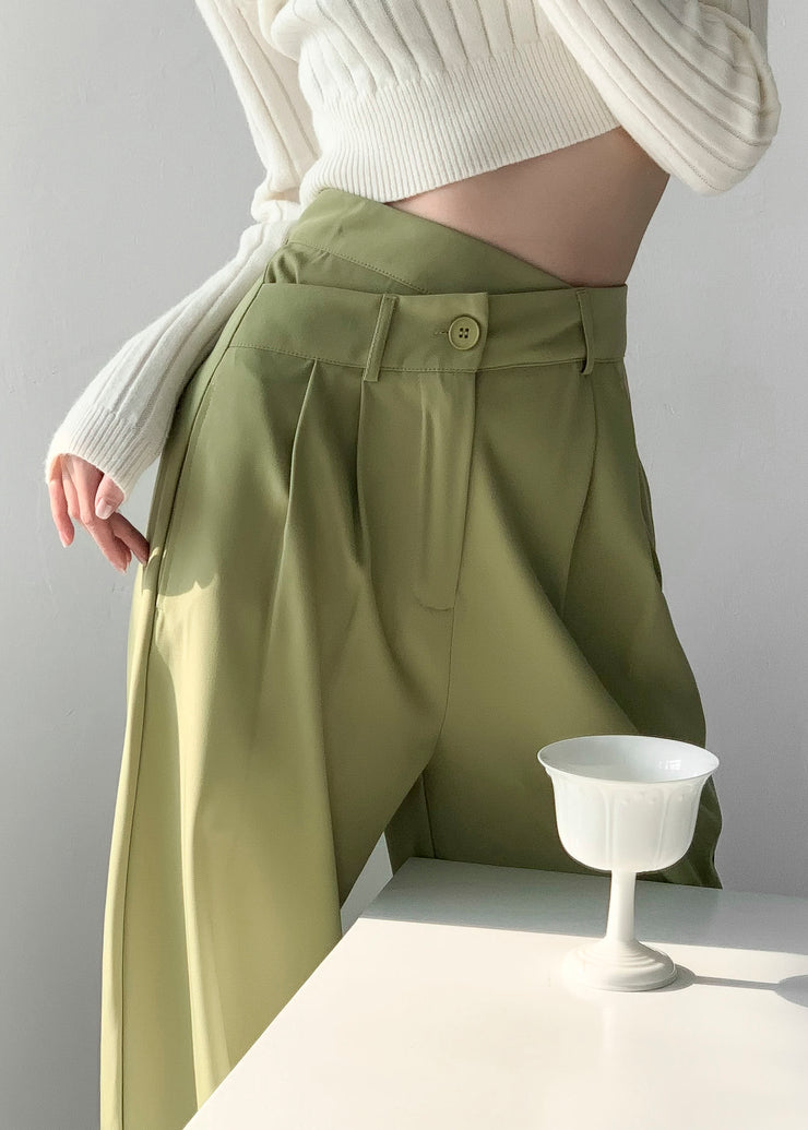 Women Green Pockets High Waist Patchwork Spandex Pants Fall