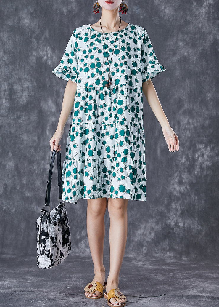 Women Green Print Patchwork Chiffon Maxi Dresses Summer