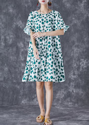Women Green Print Patchwork Chiffon Maxi Dresses Summer
