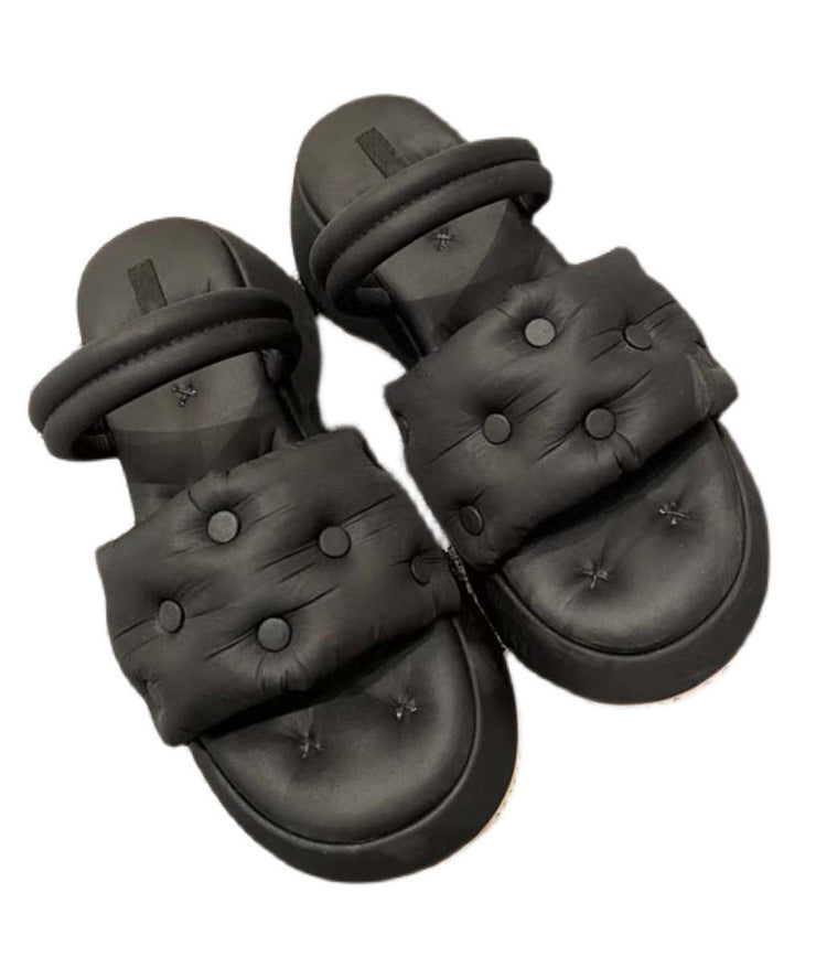 Women Grey Sandals Rivet Splicing Platform Slide Sandals