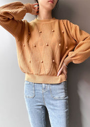 Women Khaki Cozy Patchwork Knit Sweaters Fall