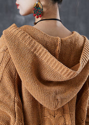 Women Khaki Embroidered Tasseled Knit Jackets Fall