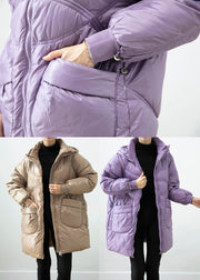 Women Khaki Hooded Pockets Fine Cotton Filled Winter Coats Winter