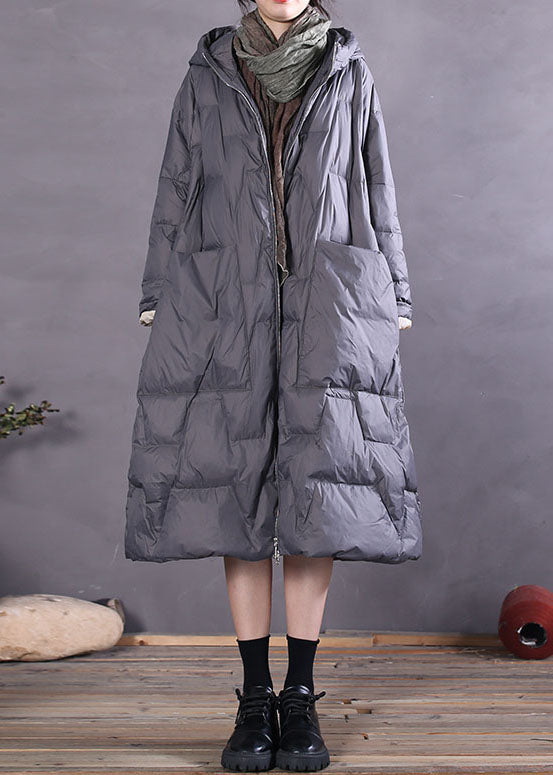 Women Khaki Zip Up fashion Duck Down coat Winter