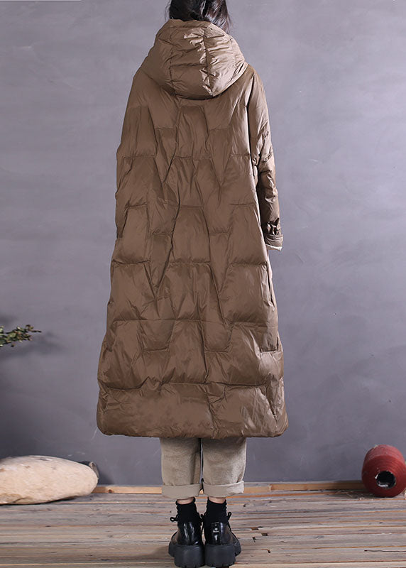 Women Khaki Zip Up fashion Duck Down coat Winter
