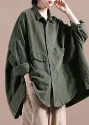Women Batwing Sleeve Green Coat Fashion Spring Outfit - SooLinen
