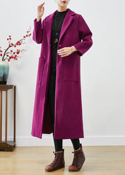 Women Lavender Oversized Woolen Coats Fall