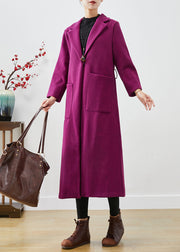 Women Lavender Oversized Woolen Coats Fall