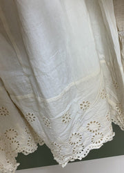Women Linen Elastic Waist Lace Patchwork Linen Skirts Spring