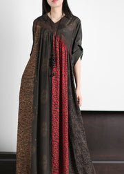 Women Mulberry Print Wrinkled Silk Long Dresses Summer