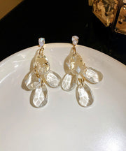 Women Nude Sterling Silver Alloy Crystal Zircon Tassel Drop Earrings
