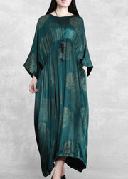 Women O Neck Cinched Spring Dresses Lnspiration Black Print Traveling Dress - SooLinen