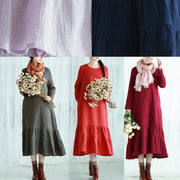 Women O Neck Ruffles Spring Quilting Clothes Design Orange Traveling Dress - SooLinen