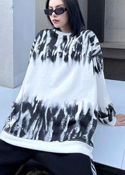 Women O Neck Spring Tops Women Design White Print Blouses - SooLinen