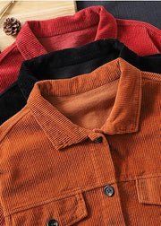 Women Orange Fashion Clothes Wardrobes Lapel Button Down jackets - SooLinen