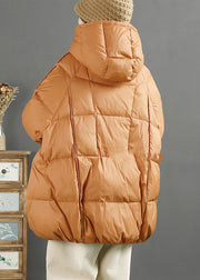Women Orange Hooded Oversized Duck Down Down Jacket Winter