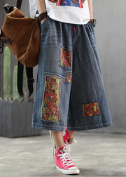 Frauen Patchwork Burr Frühling Vintage Hose mit weitem Bein