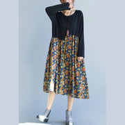 Frauen-Patchwork-Kleid-Dame Fashion Flower Print-Kleider