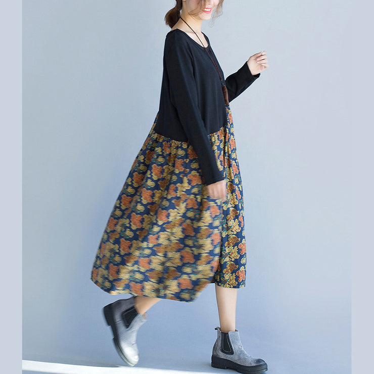 Frauen-Patchwork-Kleid-Dame Fashion Flower Print-Kleider