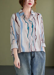 Women PeterPan Collar Button Print Fall Tops Long sleeve