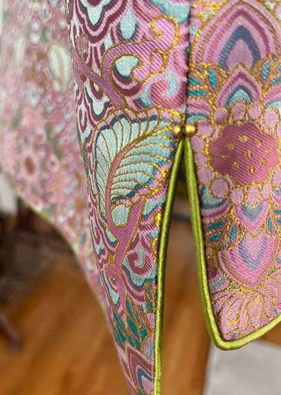 Women Pink Asymmetrical Button Print Cotton Waistcoat Sleeveless