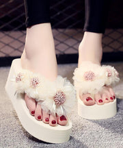 Women Purple Floral Holiday Wedge Slide Sandals For Women