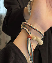 Women Rainbow Hand Knitting Bodhi Root Bracelet