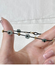 Women Red Hand Knitting Pearl Bracelet