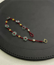Women Red Hand Knitting Pearl Bracelet