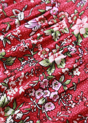 Women Red O-Neck Button print Patchwork Beach Dresses Short Sleeve