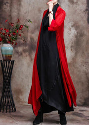 Red Quality Long Chiffon Cardigan Coats Photography Asymmetric Outwears - SooLinen
