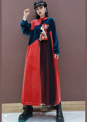 Women Red Tulle Patchwork Vacation Dresses Spring