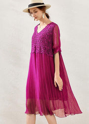 Women Rose Fashion Flare Sleeve Spring Long Dress - SooLinen