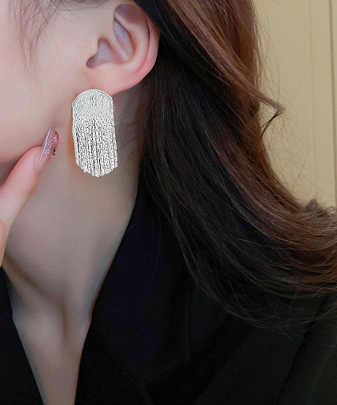 Women Silk Copper Tassel Drop Earrings