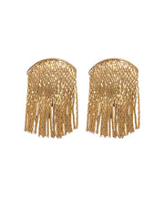 Women Silk Copper Tassel Drop Earrings