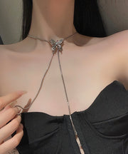 Women Silk Overgild Butterfly Tassel Necklace