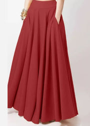Damen Einfarbig A-Linie Elastische Taille Lässige Swing-Röcke mit Tasche