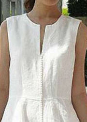 Women Solid Color Sleeveless V-Neck Back Zipper Pocket Dress
