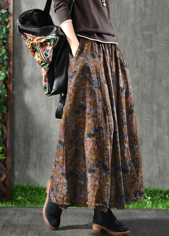 Women Spring Double Layers Floral Printing Skirt