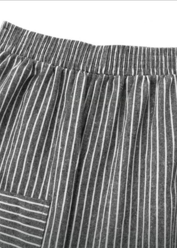Women Stripe Elastic Waist Casual Loose Harem Pants - SooLinen