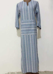 Women Striped V Neck Long Sleeve Casual Loose Maxi Dress