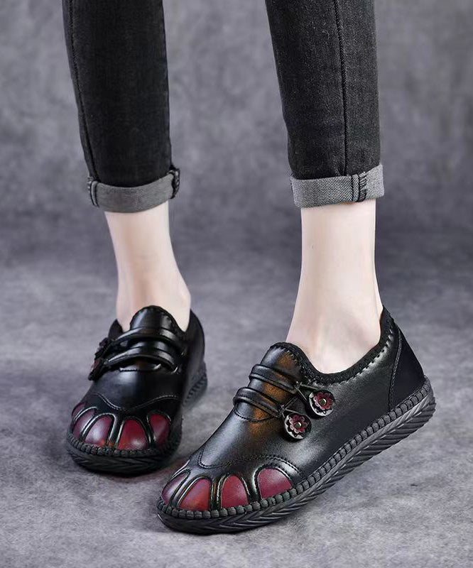Women Warm Flat Feet Shoes Black Fuzzy Wool Lined