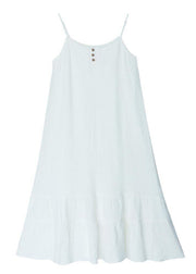 Women White Summer Patchwork Cotton Maxi Dress - SooLinen