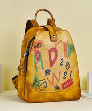 Rucksack aus Kalbsleder mit gelben Graffiti-Paitings für Damen