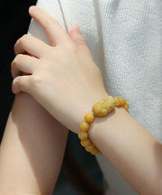 Women Yellow Jade A Mythical Wild Animal Beaded Bracelet