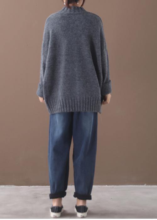 Women alphabet gray sweaters fall fashion o neck clothes For Women - SooLinen