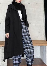 Women black Fine clothes Photography hooded zippered fall women coats - SooLinen