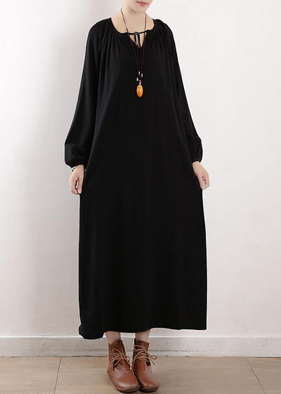 Women black Sweater dresses plus size o neck Cinched oversized fall knitwear - SooLinen